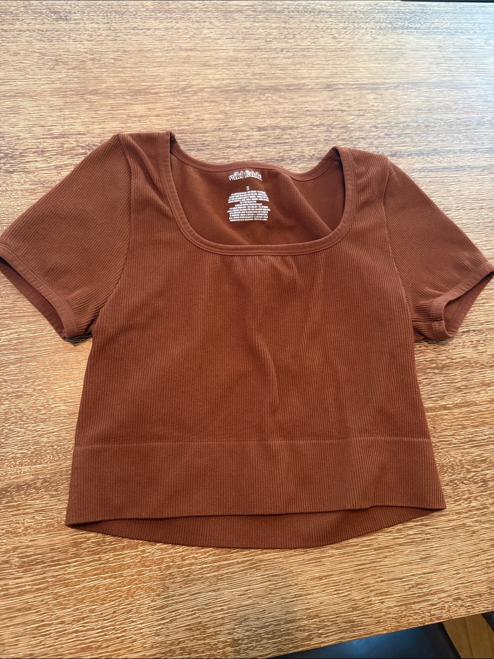 Wild fable, Women's Ribbed Square-Neck Crop Top - Brown